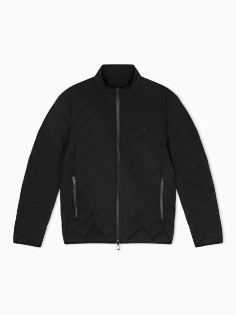 EMPORIO ARMANI WATER REPELLENT CHEVRON QUILTED DOWN JACKET IN NYLON SPANDEX