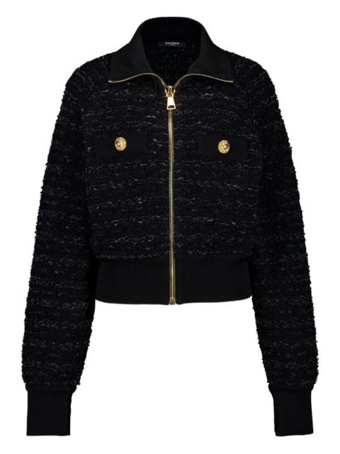 BALENCIAGA zip-up tweed jacket