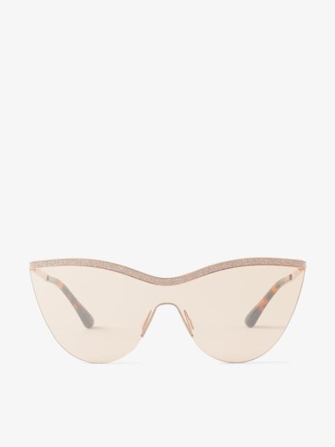 Kristen
Nude and Copper Gold Mask-Frame Sunglasses with Glitter