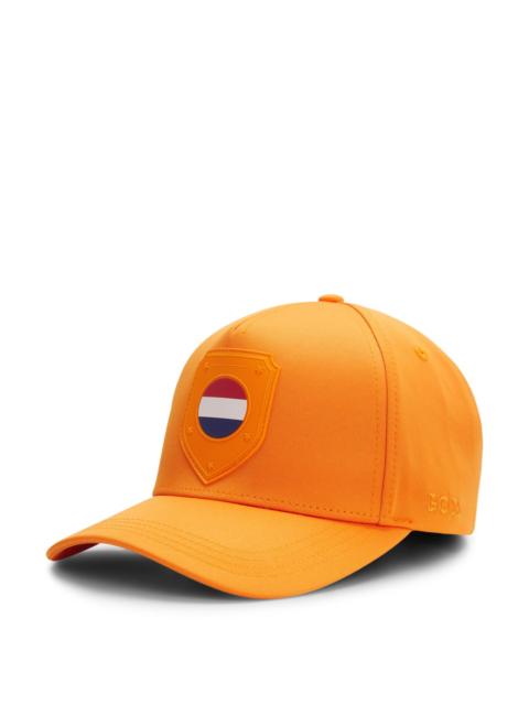 BOSS LOGO CAP IN LUSTROUS TWILL WITH COUNTRY-FLAG BADGE