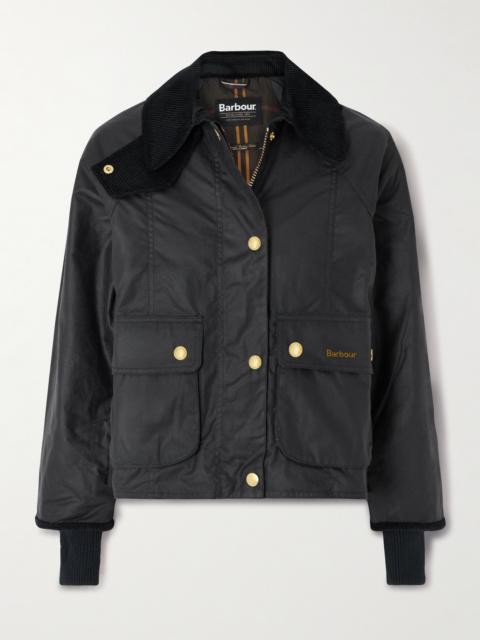 Barbour Cropped Corduroy-trimmed Waxed Cotton Jacket