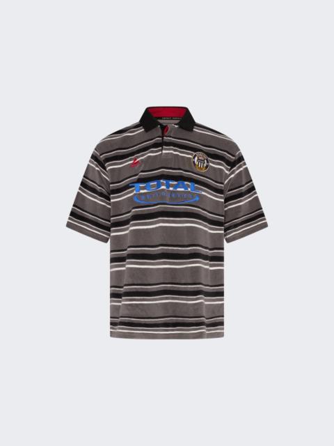 Martine Rose Oversized Short Sleeve Polo Grey Stripe
