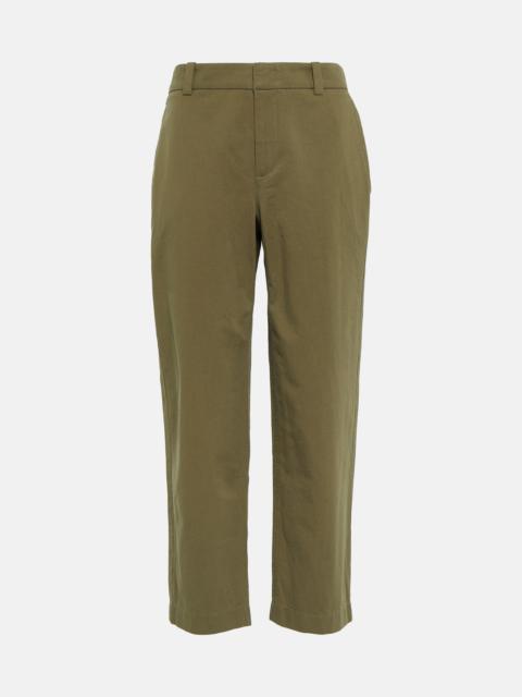 Mid-rise cropped cotton pants