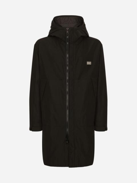 Dolce & Gabbana Nylon parka with hood and branded tag