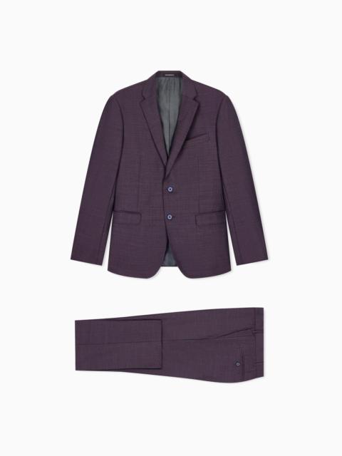 EMPORIO ARMANI LINED SUIT IN VIRGIN WOOL WITH BASKET WEAVE EFFECT