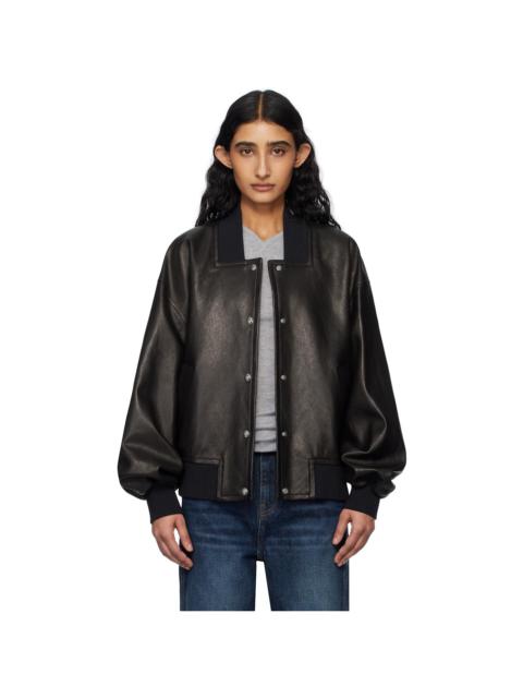 Black Spence Leather Bomber Jacket