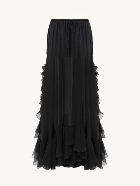Chloé RUFFLED LONG SKIRT IN SILK MOUSSELINE
