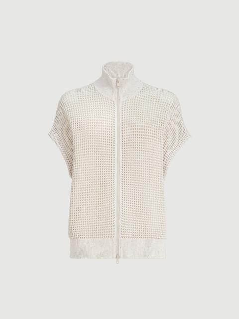Brunello Cucinelli Cotton net cardigan with dazzling details