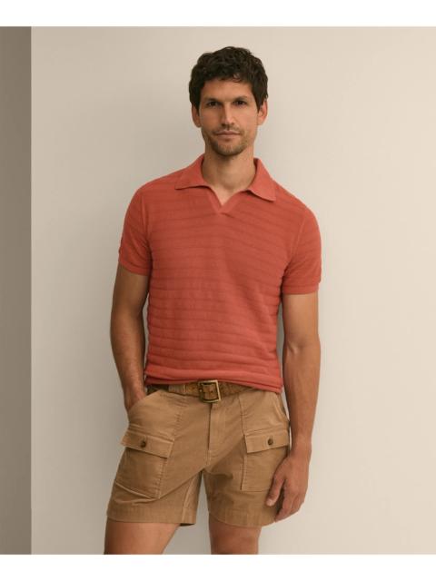 Brooks Brothers Supima® Cotton Engineered-Stripe Johnny Collar Sweater