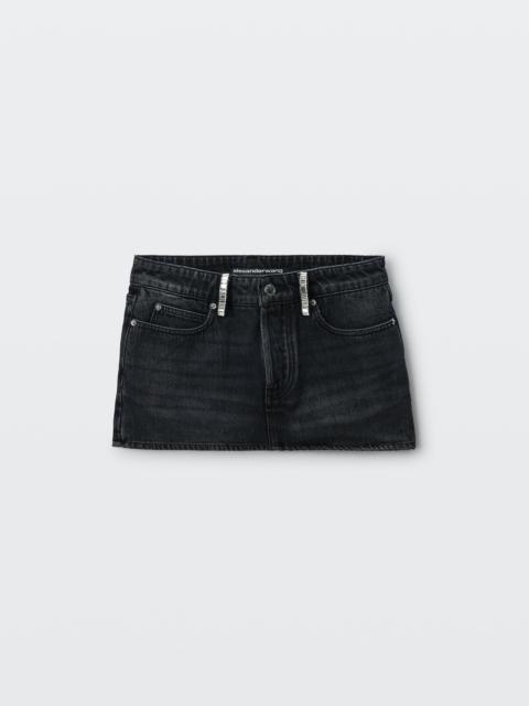 Alexander Wang CRYSTAL BELT LOOP DENIM MINI SKORT
