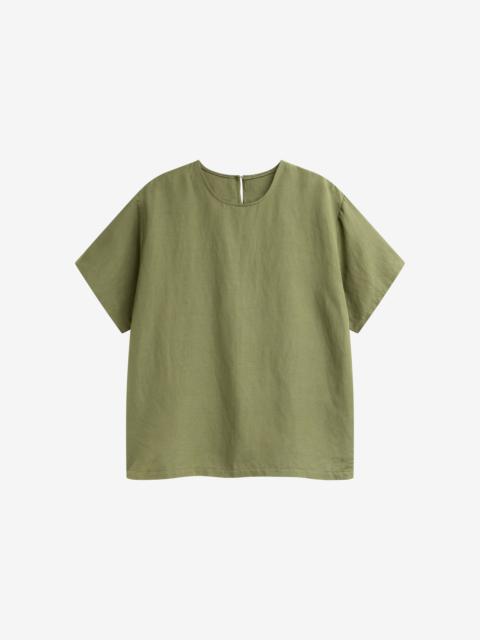 The Frankie Shop Morat Linen Back Button Top - Olive