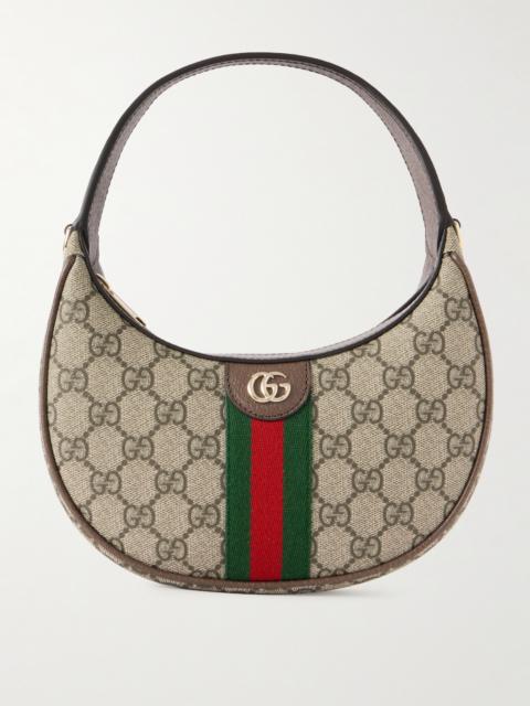 GUCCI Ophidia Small Leather-trimmed Printed Coated-canvas Shoulder Bag