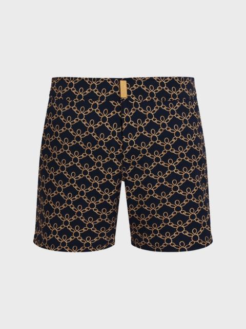 Vilebrequin MEN STRETCH SHORT FLAT BELT SWIM SHORTS TURTLES CHAIN