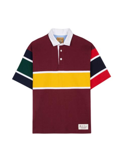 BRAIN DEAD Short Sleeve Rugby Shirt - Burgundy Multi