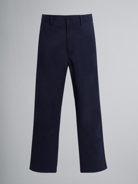GABARDINE AND COTTON TWILL CROPPED TROUSERS