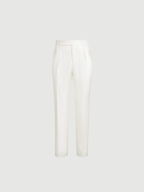 Brunello Cucinelli Silk diagonal tuxedo trousers with double pleats and tabbed waistband