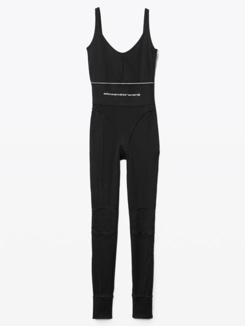 Alexander Wang LOGO ELASTIC JUMPSUIT IN RIBBED JERSEY