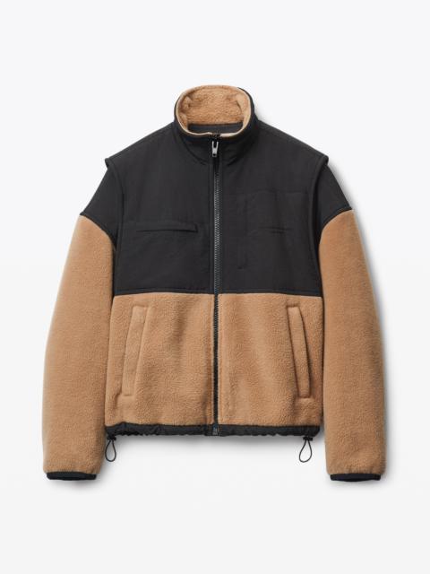 Alexander Wang NYLON COMBO JACKET IN PLUSH DOUBLE FLEECE