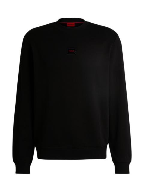 HUGO COTTON-TERRY REGULAR-FIT SWEATSHIRT WITH LOGO TRIM