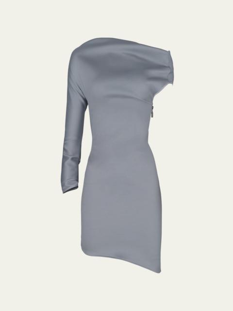 Aroma Draped Asymmetric Mini Dress