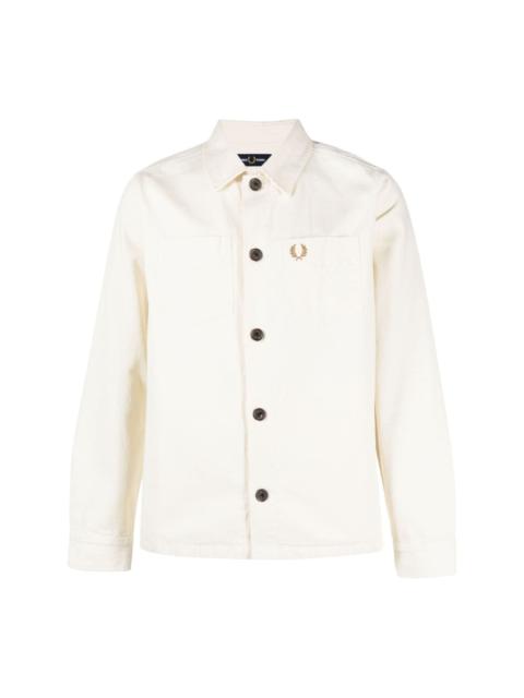 logo-embroidery button-up shirt