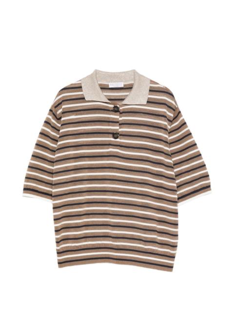 Brunello Cucinelli striped collared knitwear