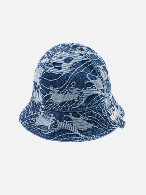 EVISU Wave & Seagull Allover Jacquard Denim Bucket Hat