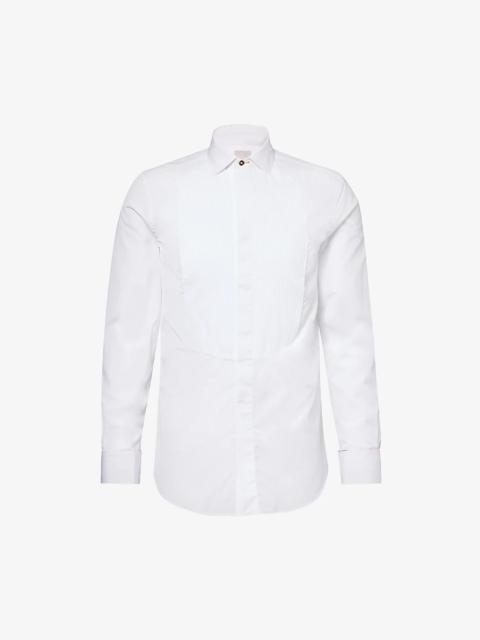 Pleated-bib regular-fit cotton-poplin shirt