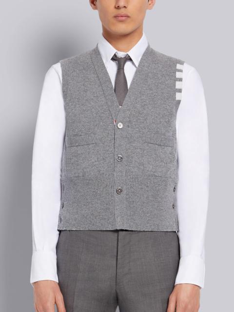 Thom Browne Light Grey Cashmere Cardigan 4-Bar Vest