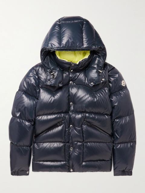 Moncler Coutard Quilted Glossed-Shell Hooded Down Jacket Midnight blue