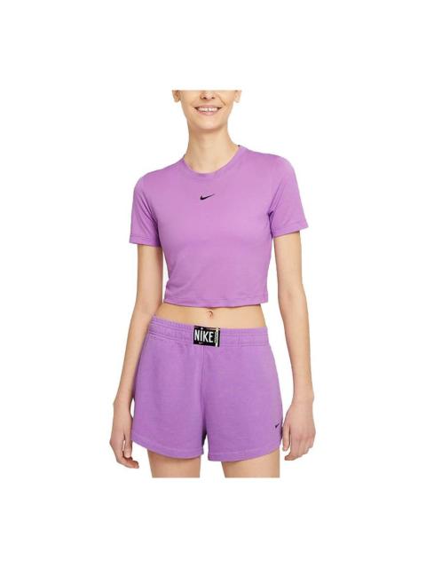 Nike (WMNS) 나이키 운동복 정유 스포츠 훈련 둥근 목 짧은 소매 자주색 DD1329-591
