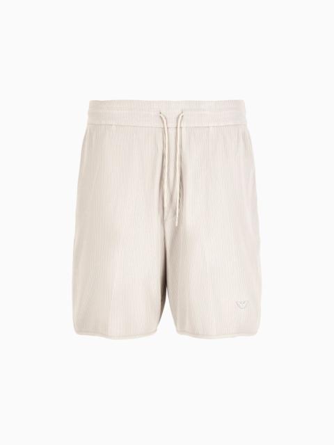 EMPORIO ARMANI Comfort-fit drawstring Bermuda shorts in canneté jersey