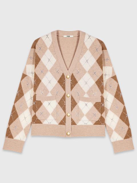 maje Rhinestone argyle cardigan