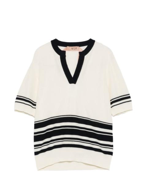 N°21 V-neck striped sweater
