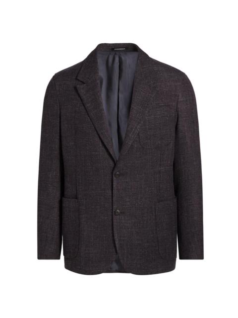 EMPORIO ARMANI Men's Soft Wool, Silk, & Linen Blazer - Purple