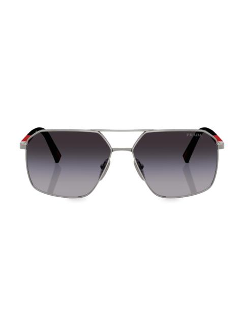 Prada Men's 60MM Aviator Sunglasses - Gunmetal