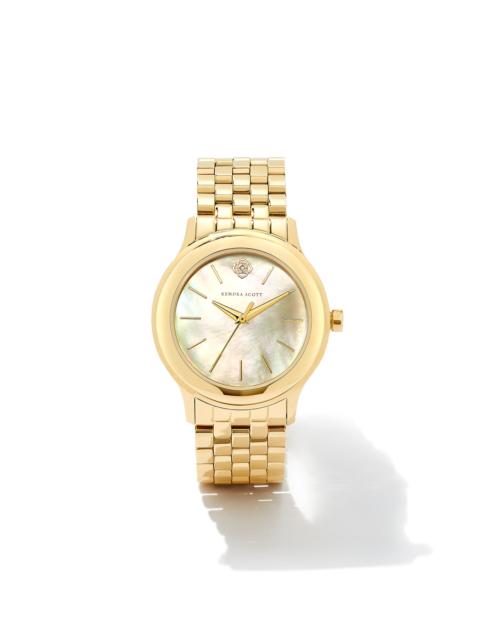 KENDRA SCOTT Alex Two Tone Stainless Steel 35mm Watch in Ivory Mother-of-Pearl