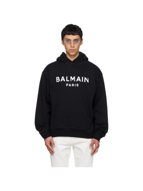 Balmain Black Printed Cotton Hoodie