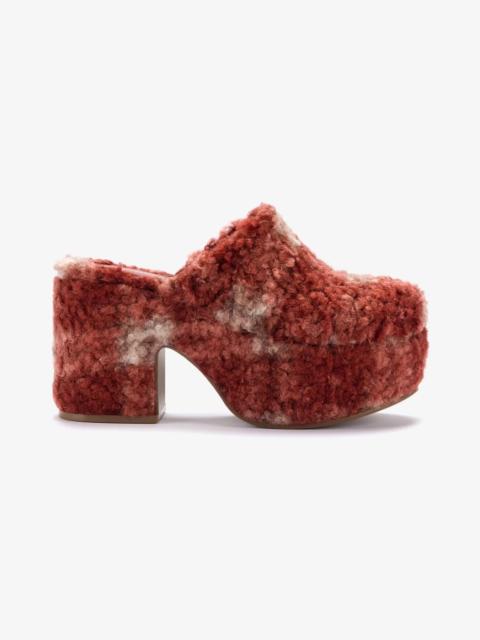 Larroudé Miso Platform Clog In Berry Plaid Shearling