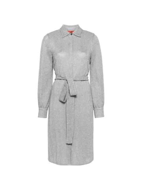 lamÃ©-effect belted shirtdress