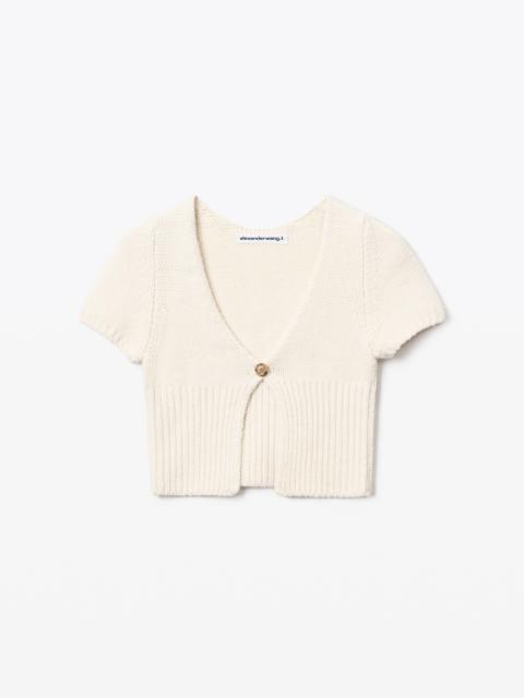 Alexander Wang SHORT-SLEEVE CARDIGAN IN COTTON KNIT