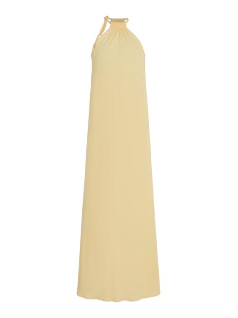 BEVZA Spikelet Crepe Maxi Dress yellow