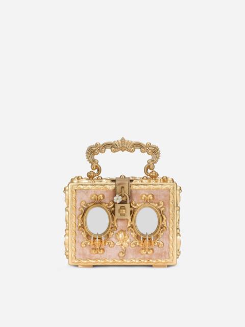 Dolce & Gabbana Calfskin Dolce Box bag with rhinestone and mirrored detailing