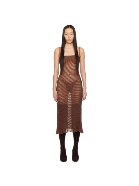 ISA BOULDER Brown Moire Maxi Dress