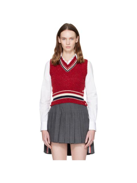 Thom Browne Red Hector Pointelle V-Neck Vest