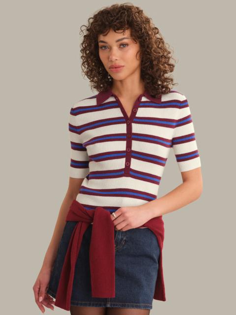 525 america Imogen Rib Stripe Fitted Polo
