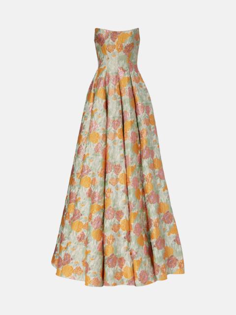 markarian Floral lamé brocade corset gown