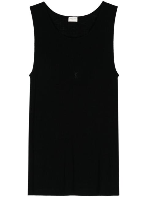 SAINT LAURENT logo-embroidered wool tank top