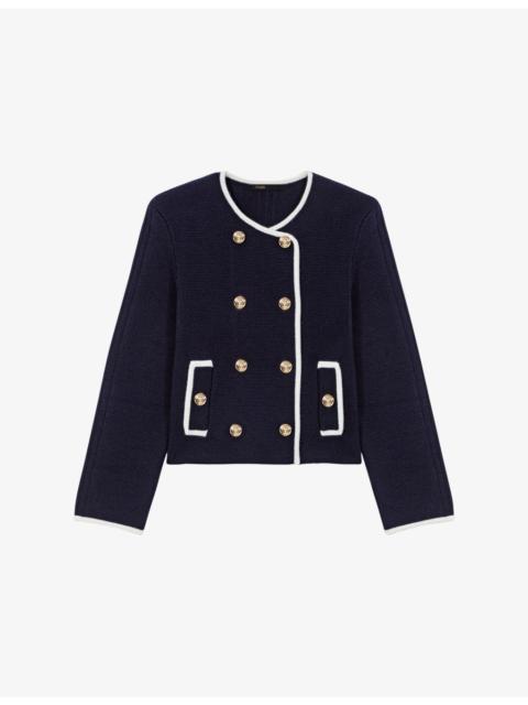 maje Structured Contrast-Trim Wool-Blend Jacket