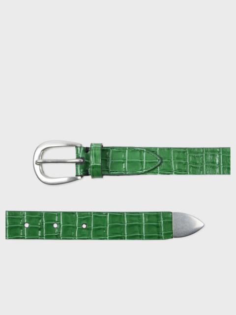 Paul Smith Green Croc-Emboss Leather Belt